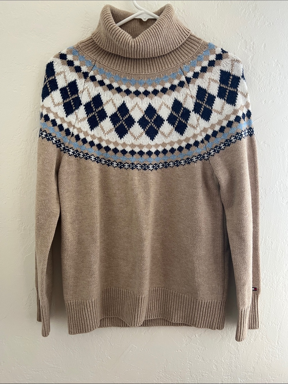 Tommy Hilfiger Argyle Turtleneck Sweater Light Fawn Medium